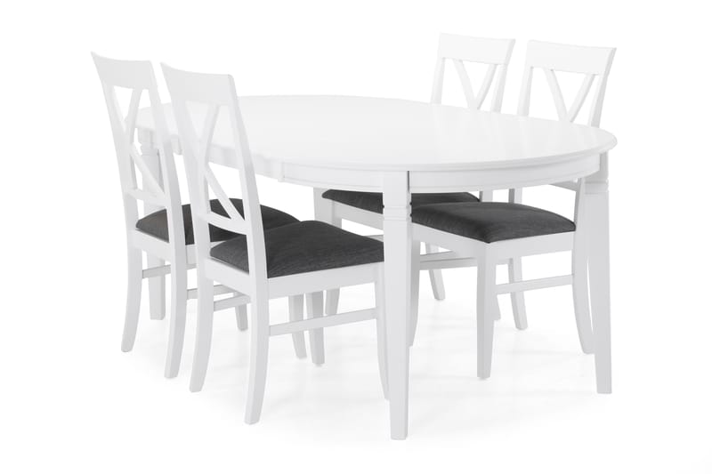 Läckö Spisebord med 4 Hartford stoler - Hvit - Spisegrupper