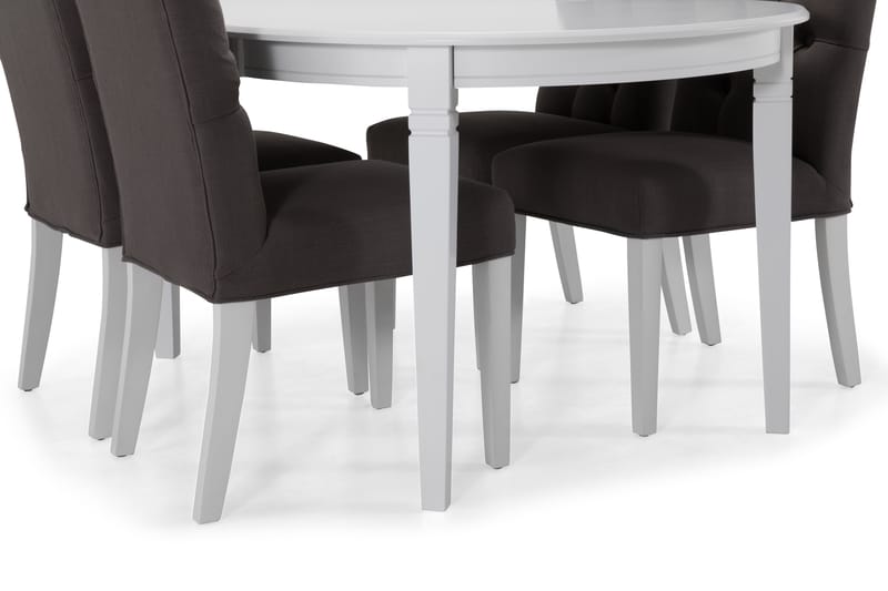 Läckö Spisebord med 4 Jenny stoler - Hvit/Mørkegrå - Spisegrupper