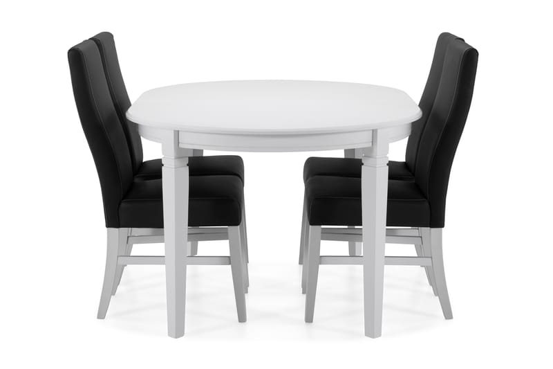 Läckö Spisebord med 4 Mazzi stoler - Hvit/Svart - Spisegrupper