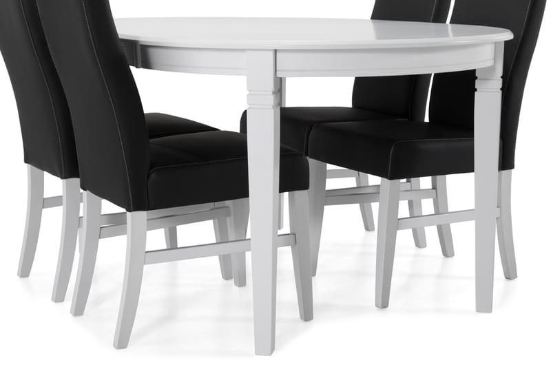 Läckö Spisebord med 4 Mazzi stoler - Hvit/Svart - Spisegrupper