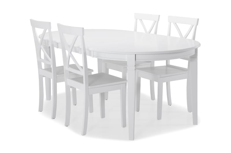 Läckö Spisebord med 4 Mirimar stoler - Hvit - Spisegrupper