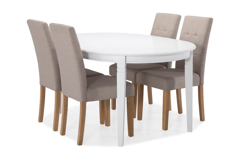 Läckö Spisebord med 4 Viktor stoler - Beige/Eik - Spisegrupper