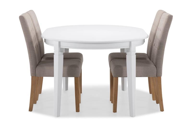 Läckö Spisebord med 4 Viktor stoler - Beige/Eik - Møbler - Bord - Spisegrupper