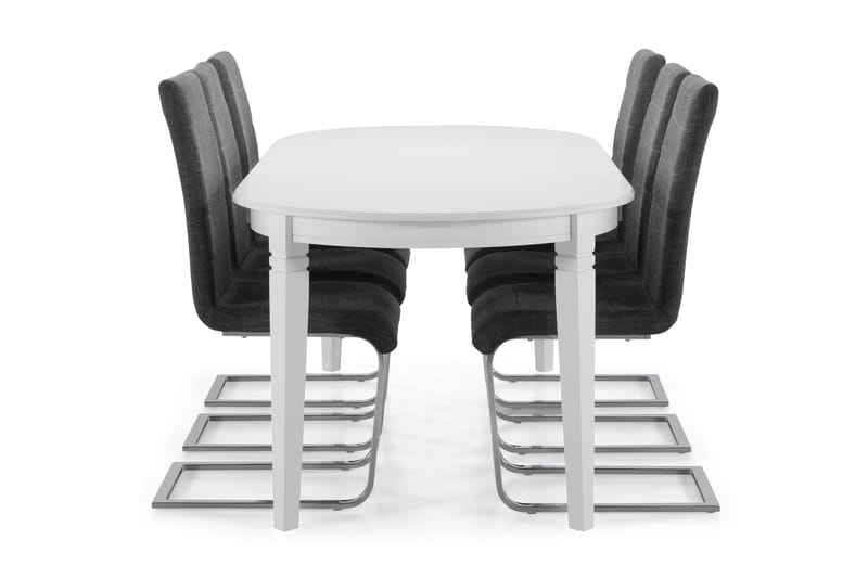 Läckö Spisebord med 6 Cibus stoler - Hvit/Grå - Spisegrupper