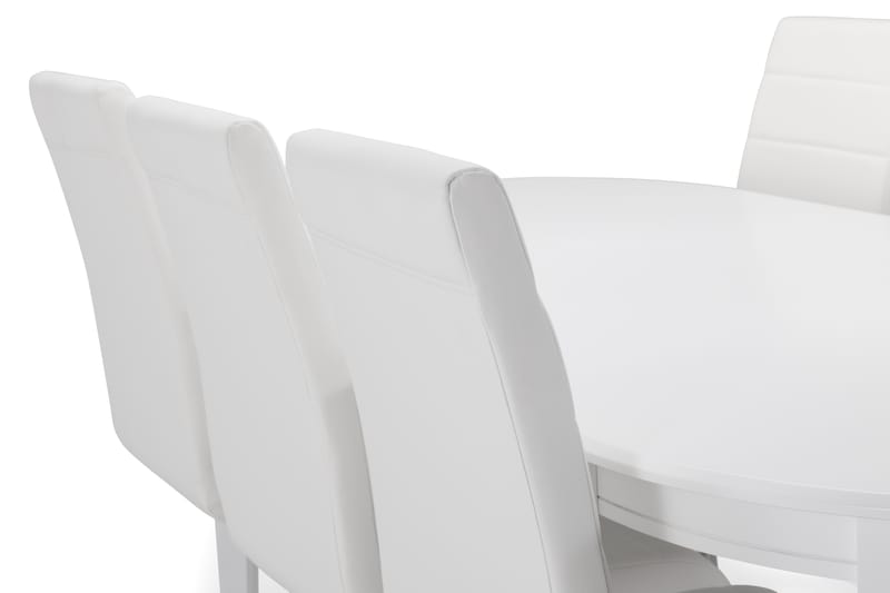 Läckö Spisebord med 6 Cibus stoler - Hvit/Krom - Spisegrupper