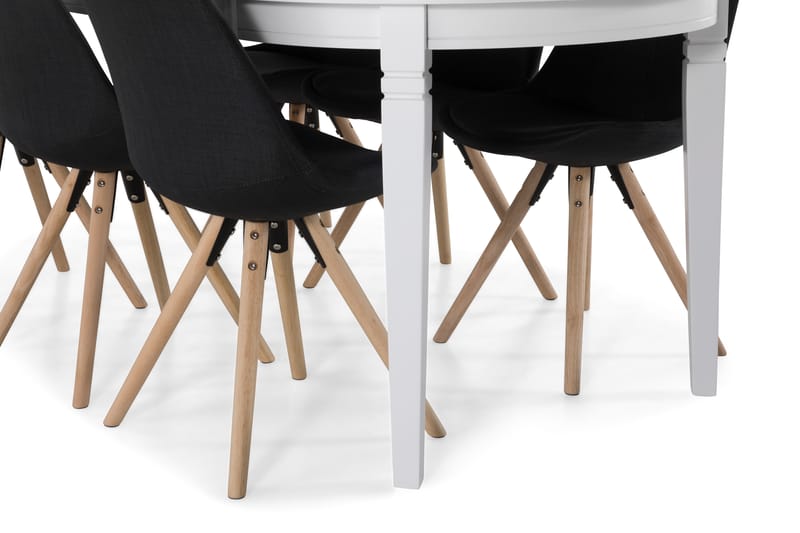 Läckö Spisebord med 6 Forum stoler - Hvit/Mørkgrå - Spisegrupper