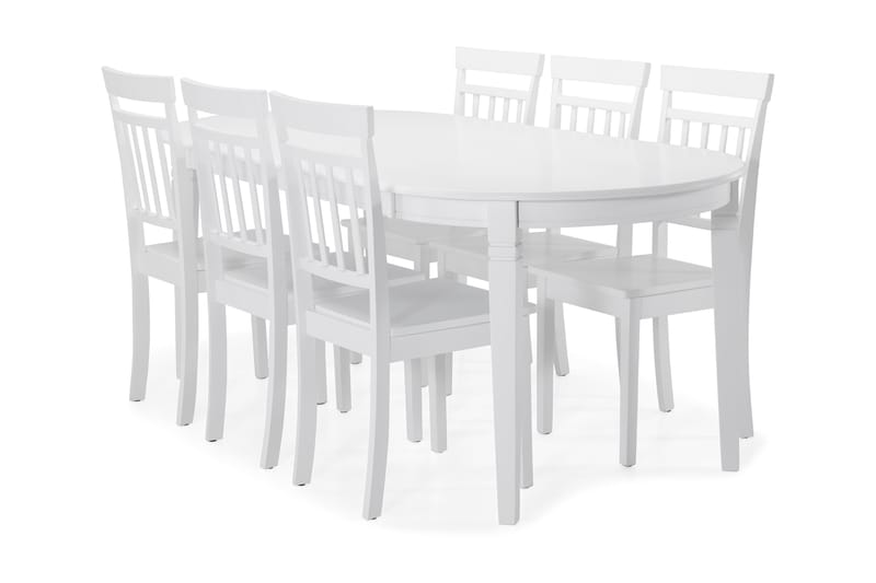Läckö Spisebord med 6 Hudson stoler - Hvit - Spisegrupper