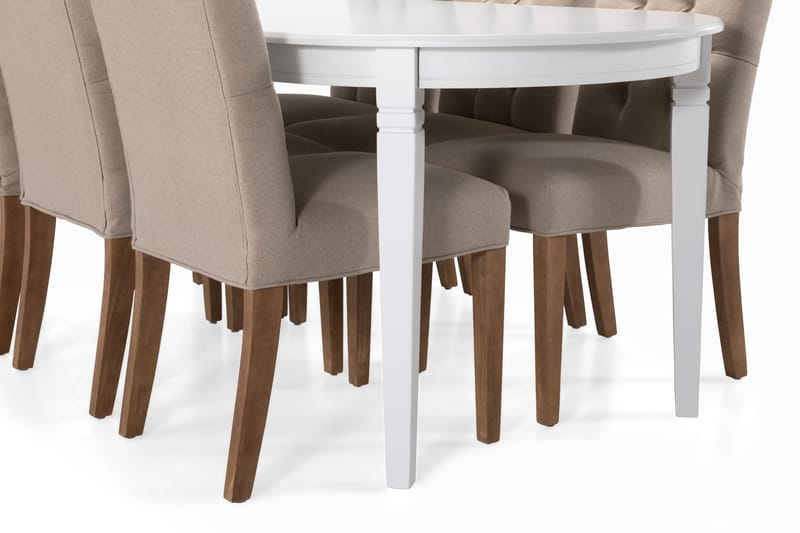 Läckö Spisebord med 6 Jenny stoler - Beige/Hvit - Spisegrupper