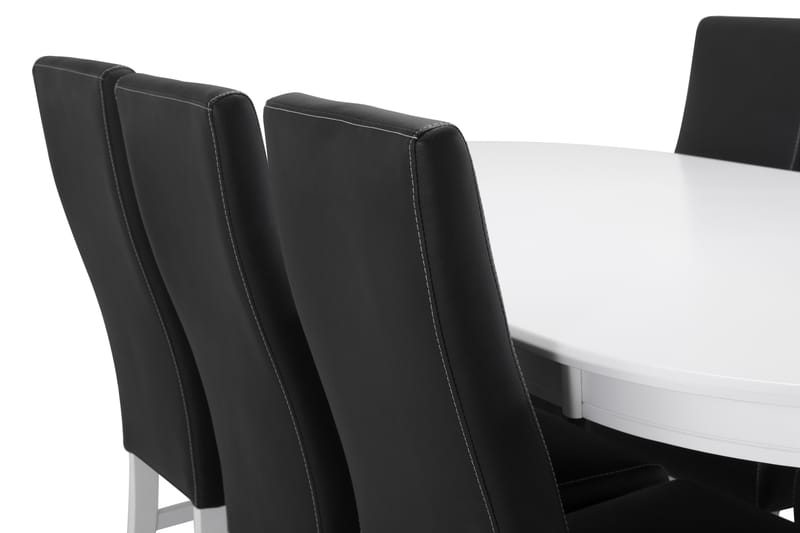 Läckö Spisebord med 6 Mazzi stoler - Hvit/Svart - Spisegrupper