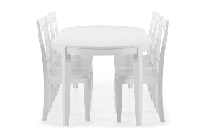 Läckö Spisebord med 6 Mirimar stoler - Hvit - Spisegrupper