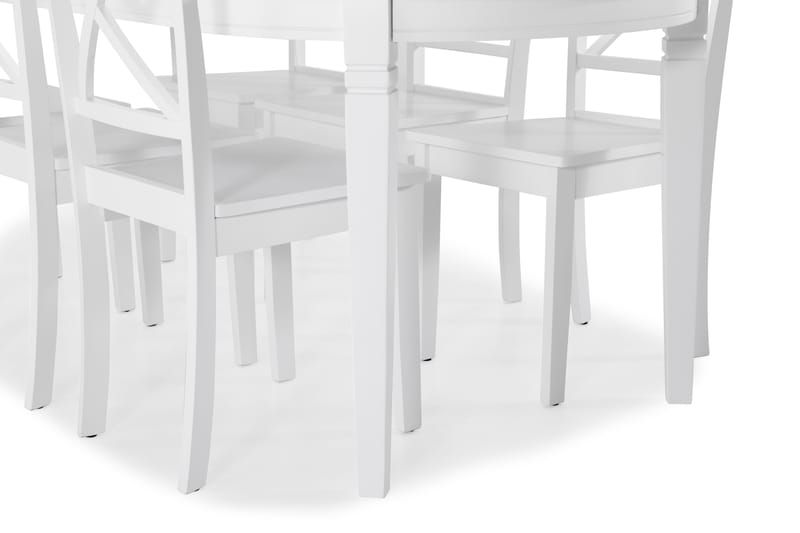 Läckö Spisebord med 6 Mirimar stoler - Hvit - Spisegrupper