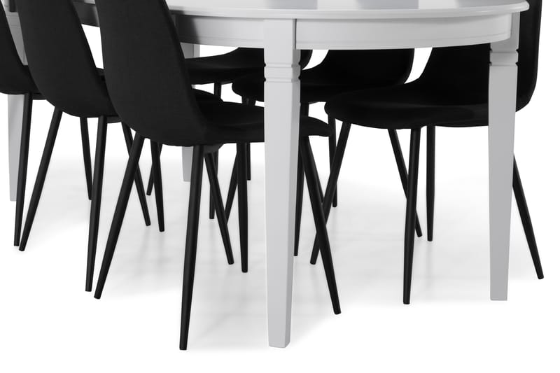 Läckö Spisebord med 6 Nibe stoler - Hvit/Svart - Spisegrupper