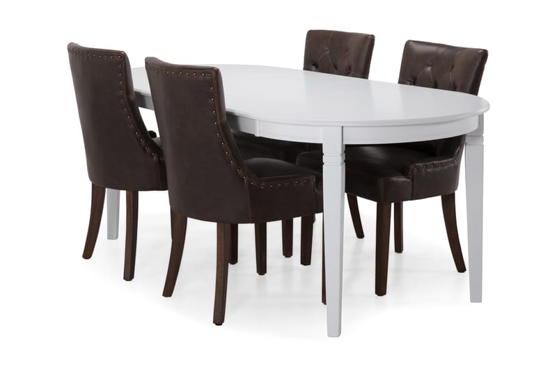 Läckö Spisebord med 6 Tuva stoler - Hvit/Brun - Spisegrupper
