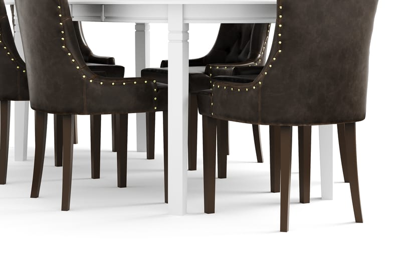Läckö Spisebord med 6 Tuva stoler - Hvit/Brun - Spisegrupper