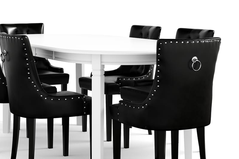 Läckö Spisebord med 6 Tuva stoler - Hvit/Svart - Spisegrupper