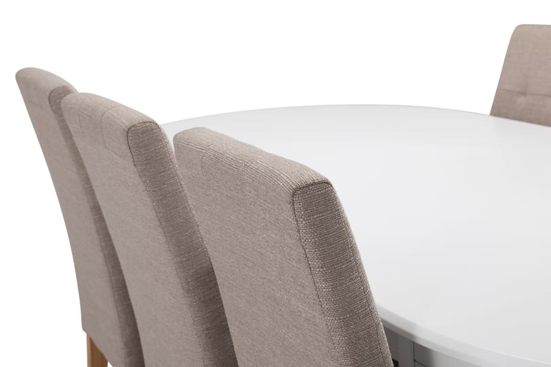 Läckö Spisebord med 6 Viktor stoler - Hvit/Beige/Eik - Møbler - Bord - Spisegrupper