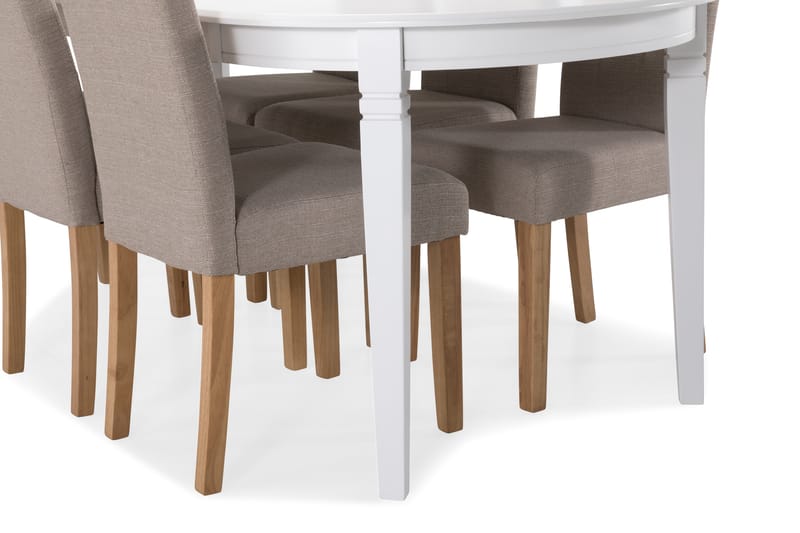Läckö Spisebord med 6 Viktor stoler - Hvit/Beige/Eik - Møbler - Bord - Spisegrupper