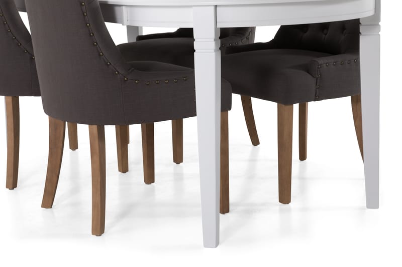 Läckö Spisebord med 6 Viktoria stoler - Grå/hvit - Spisegrupper