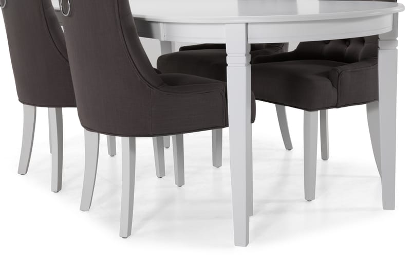 Läckö Spisebord med 6 Viktoria stoler - Hvit/Mørkegrå - Spisegrupper
