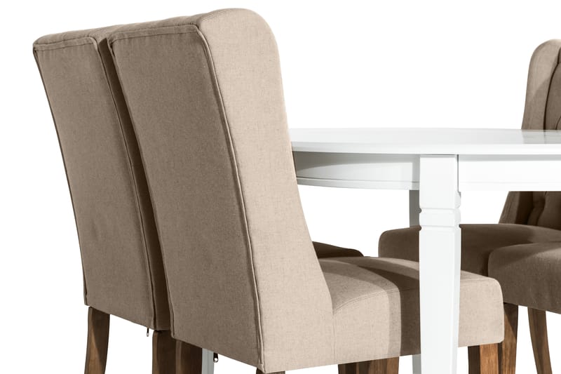 Läckö Spisegruppe Forlengningsbar med 4 Irma Stol - Hvit/Beige - Møbler - Bord - Spisegrupper