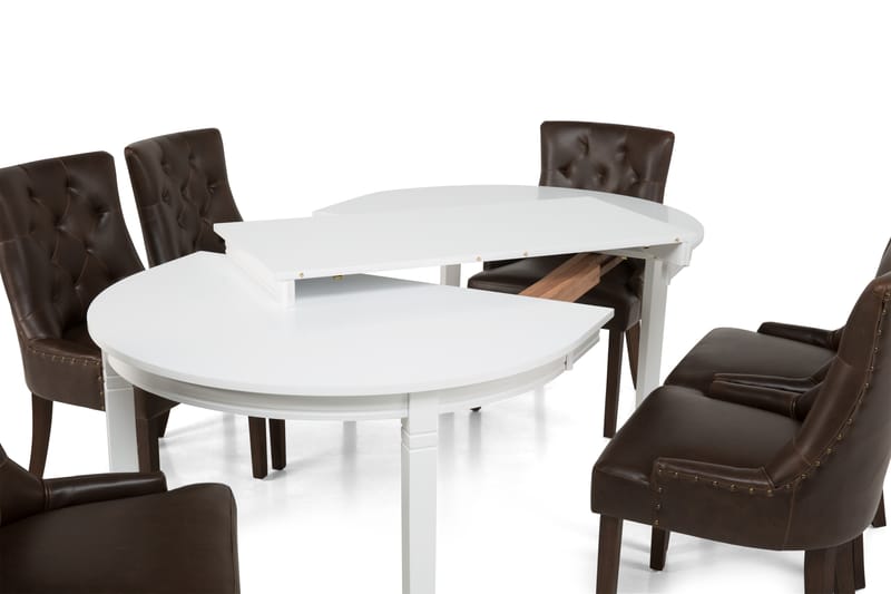 Läckö Spisegruppe Hvit - 6stk Tuva stoler Vintage PU - Møbler - Bord - Spisegrupper