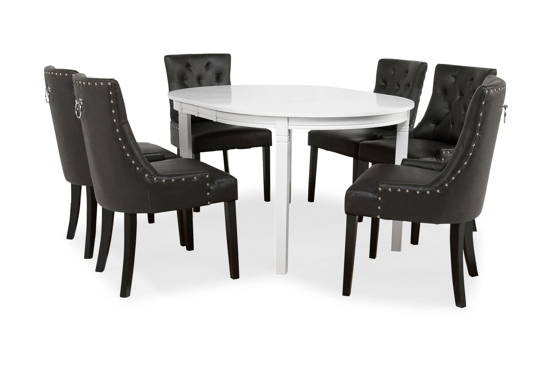 Läckö Spisegruppe Hvit - 6stk Tuva stoler Vintage PU - Møbler - Bord - Spisegrupper