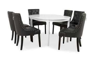 Läckö Spisegruppe Hvit - 6stk Tuva stoler Vintage PU - Møbler - Bord - Spisegrupper