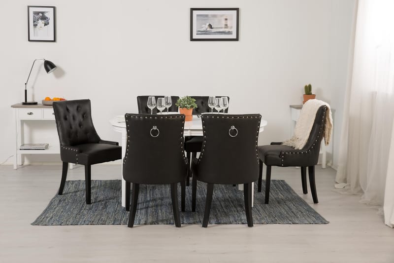 Läckö Spisegruppe Hvit - 6stk Tuva stoler Vintage PU - Møbler - Bord - Spisegrupper