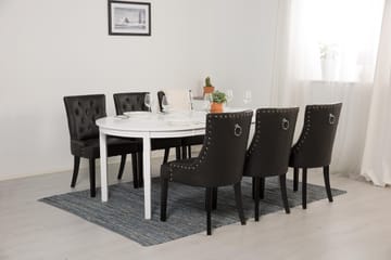 Läckö Spisegruppe Hvit - 6stk Tuva stoler Vintage PU - Møbler - Bord - Spisegrupper