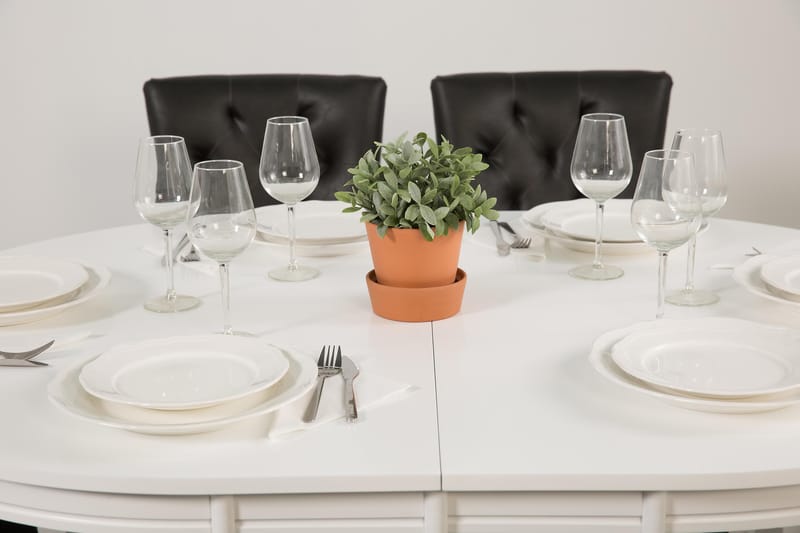 Läckö Spisegruppe Hvit - 6stk Tuva stoler Vintage PU - Møbler - Bord - Spisegrupper