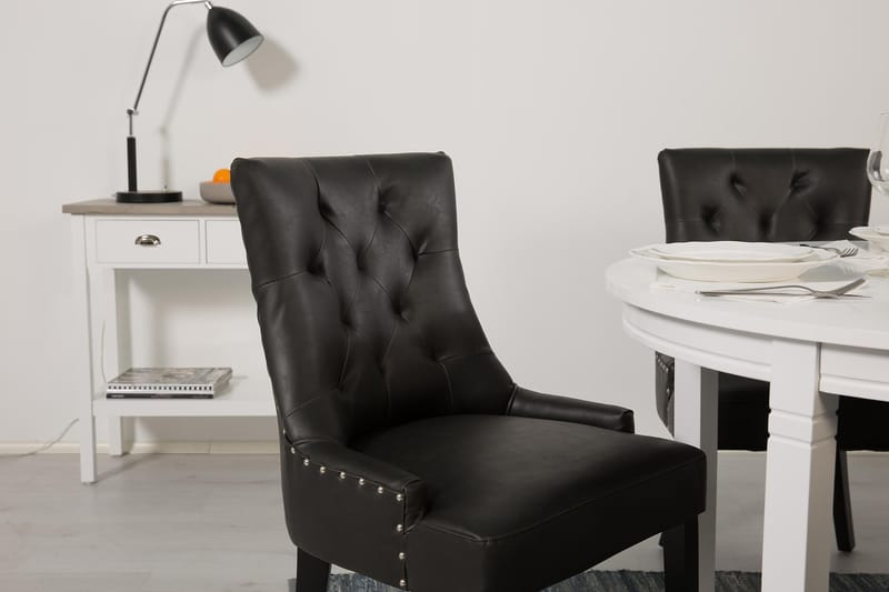 Läckö Spisegruppe Hvit - 6stk Tuva stoler Vintage PU - Møbler - Bord - Spisegrupper