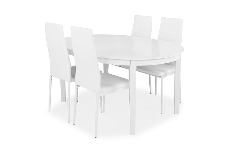 Läckö Spisegruppe med 4 Ted Stoler - Hvit/PU - Møbler - Bord - Spisegrupper
