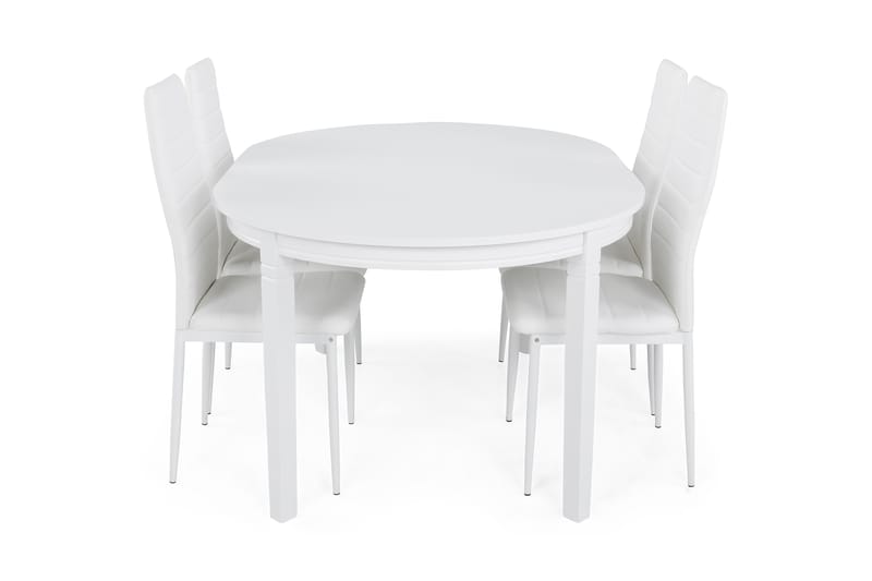 Läckö Spisegruppe med 4 Ted Stoler - Hvit/PU - Møbler - Bord - Spisegrupper