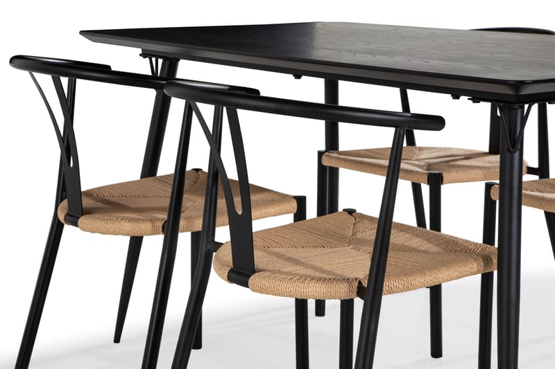 Lilo Spisebord 140 cm med 4 Elysia SpiseStoler Stål - Spisegrupper