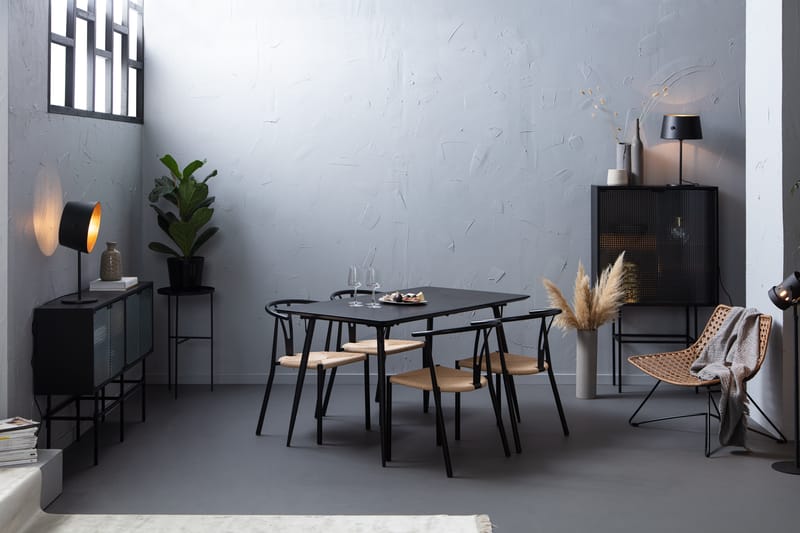 Lilo Spisebord 140 cm med 4 Elysia SpiseStoler Stål - Møbler - Bord - Spisegrupper