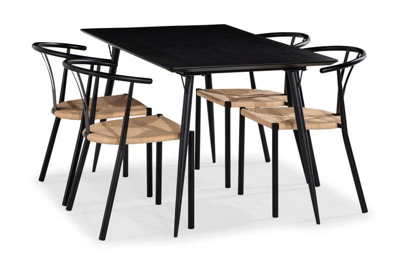 Lilo Spisebord 140 cm med 4 Elysia SpiseStoler Stål - Spisegrupper