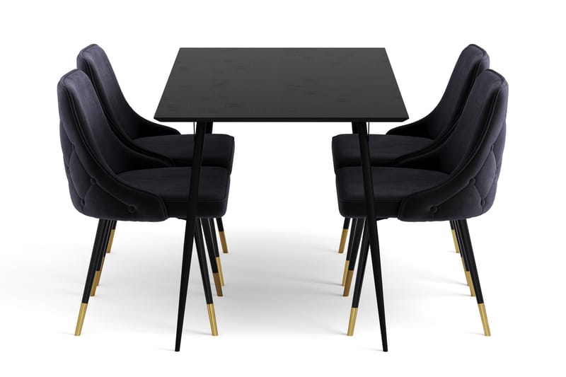 Lilo Spisebord 140 cm med 4 Filipstad Spisestol Fløyel - Møbler - Bord - Spisegrupper