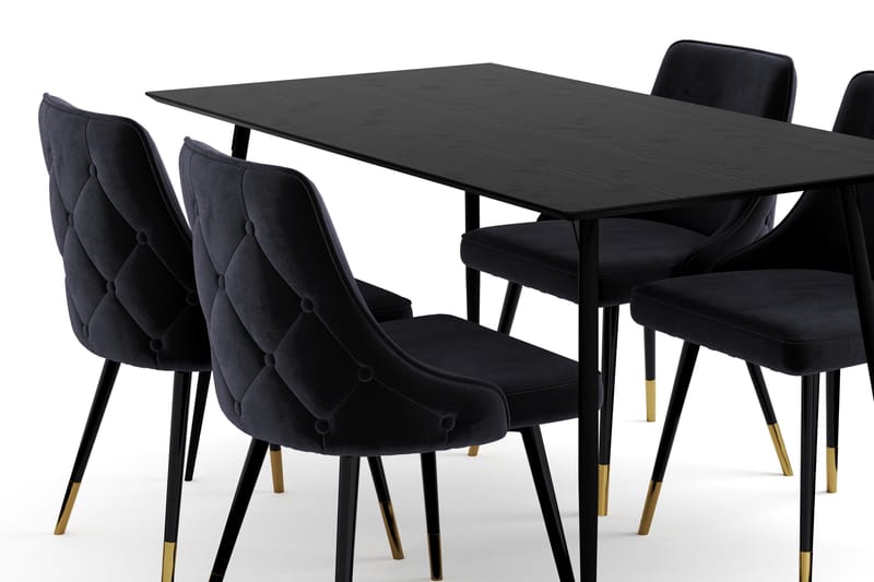 Lilo Spisebord 140 cm med 4 Filipstad Spisestol Fløyel - Møbler - Bord - Spisegrupper
