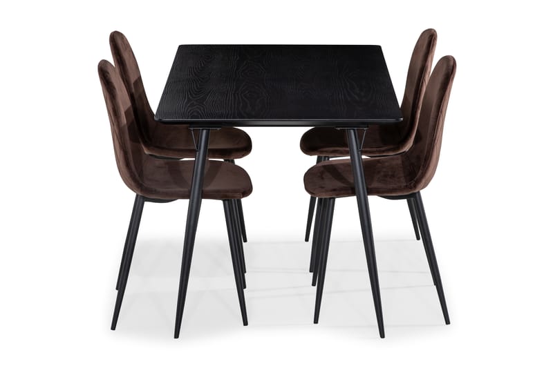 Lilo Spisebord 140 cm med 4 Nibe SpiseStoler Fløyel - Møbler - Bord - Spisegrupper