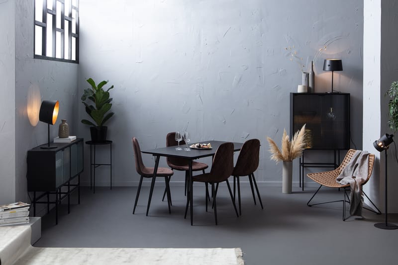 Lilo Spisebord 140 cm med 4 Nibe SpiseStoler Fløyel - Møbler - Bord - Spisegrupper