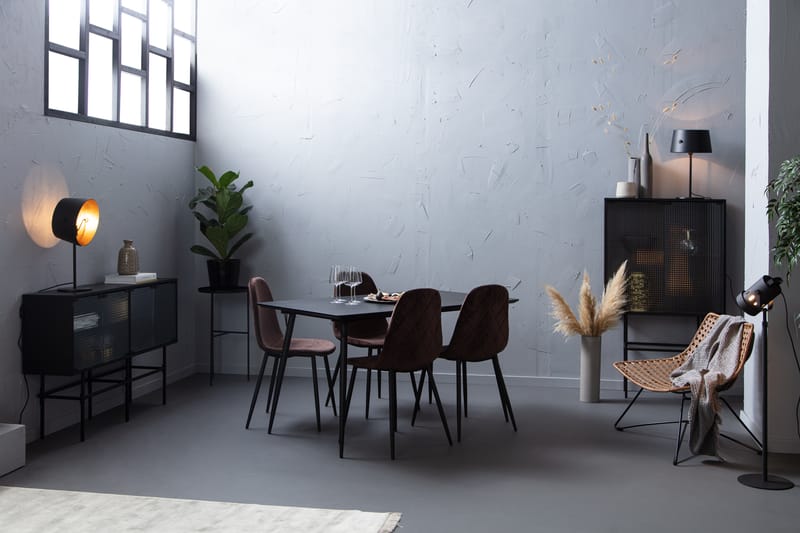 Lilo Spisebord 140 cm med 4 Nibe SpiseStoler Fløyel - Møbler - Bord - Spisegrupper