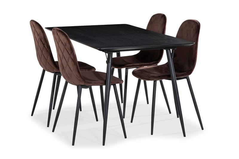 Lilo Spisebord 140 cm med 4 Nibe SpiseStoler Fløyel - Møbler - Bord - Spisegrupper