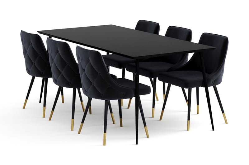 Lilo Spisebord 180 cm med 6 Filipstad Spisestol Fløyel - Spisegrupper