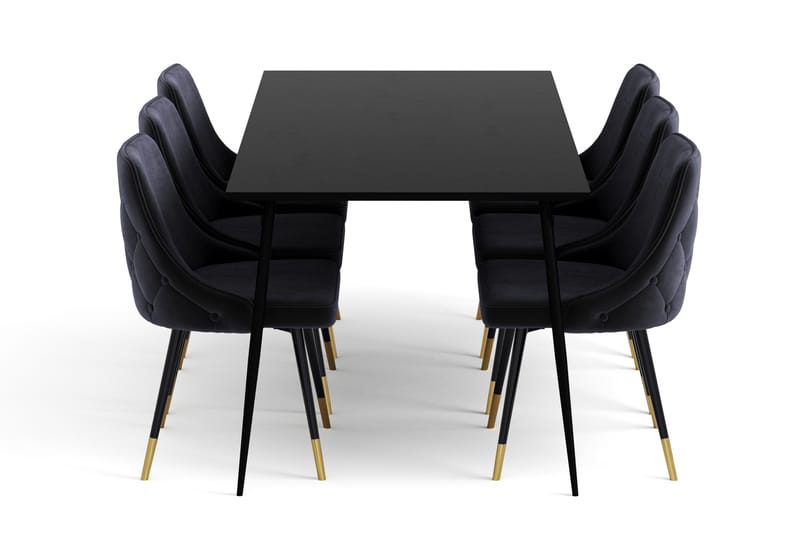 Lilo Spisebord 180 cm med 6 Filipstad Spisestol Fløyel - Spisegrupper