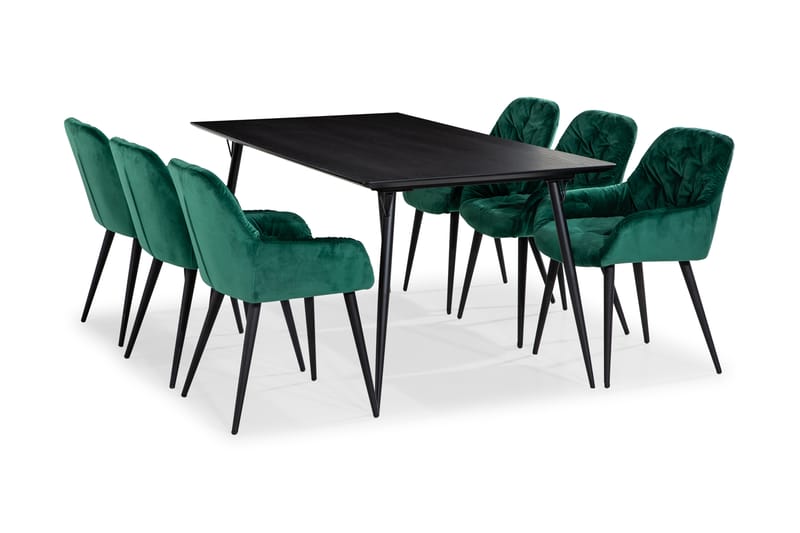 Lilo Spisebord 180 cm med 6 Giovanni KjøkkenStoler Fløyel - Spisegrupper