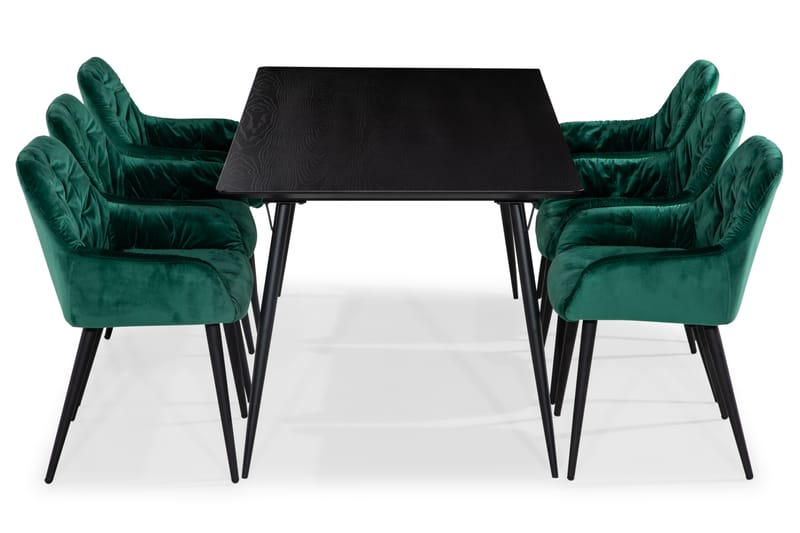 Lilo Spisebord 180 cm med 6 Giovanni KjøkkenStoler Fløyel - Spisegrupper