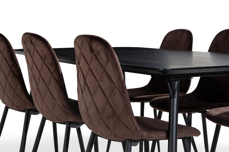 Lilo Spisebord 180 cm med 6 Nibe SpiseStoler Fløyel - Spisegrupper