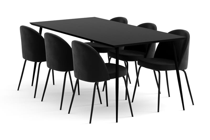 Lilo Spisebord Med 6 st Felipe Spisestol Fløyel - Spisegrupper