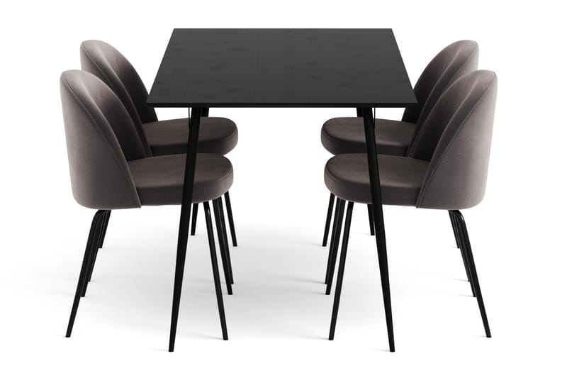 Lilo Spisegruppe med 4 Felipe Spisestol Fløyel - Møbler - Bord - Spisegrupper