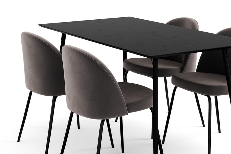 Lilo Spisegruppe med 4 Felipe Spisestol Fløyel - Møbler - Bord - Spisegrupper